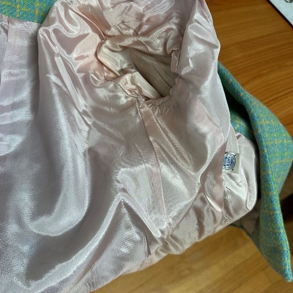 Vintage 1960s Double Breasted Wool Plaid Tweed Jacket Small USA - Picture 9 of 16